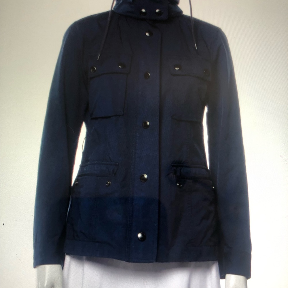 Burberry Brit Barcroft Jacket Blue US 10 Blue Cognac coat jacket - NO BELT